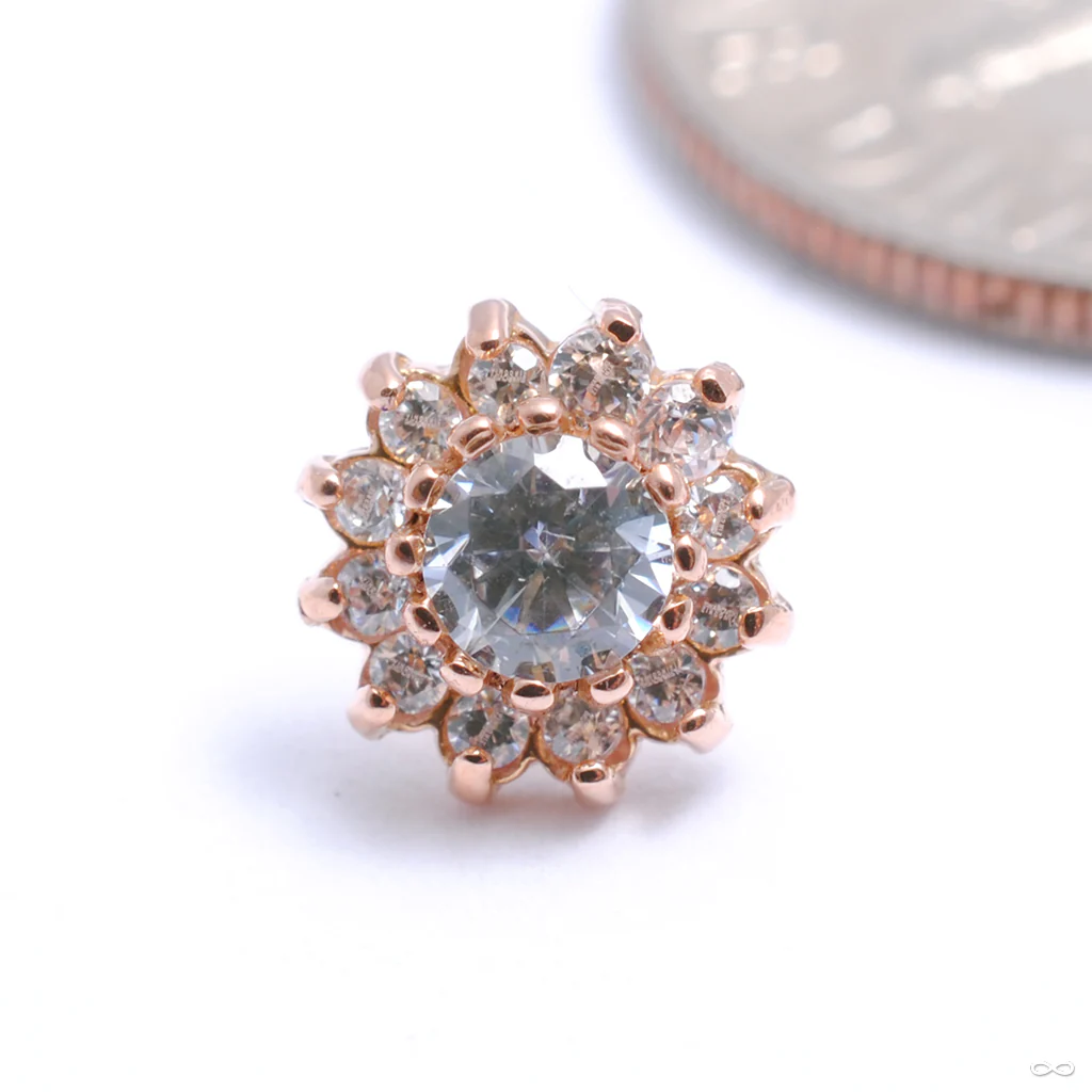 13 Stone Flower Press-fit End in Gold from LeRoi