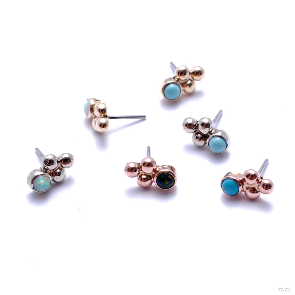 3 Bead Bezel-set Press-fit End in Gold from LeRoi - Image 2