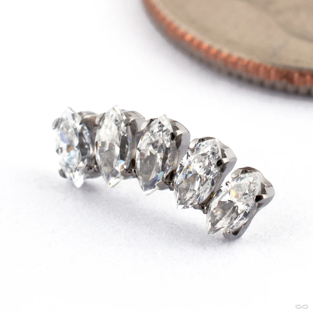 5 Gem Marquise Fan Press-fit End in Titanium from Canasteel Jewelry - Image 2