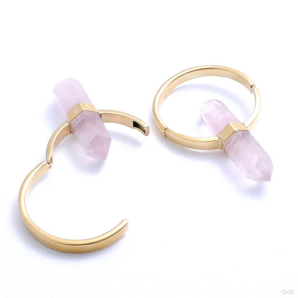 Alchemy Hoops in Yellow Gold with Rose Quartz from Buddha Jewelry - Image 2