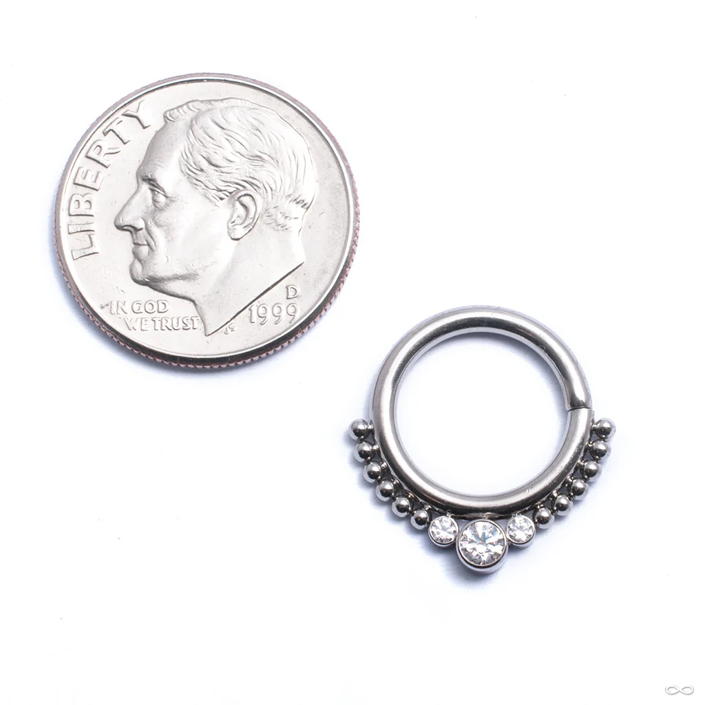 Beaded Seam Ring with 3 Stone Cluster from LeRoi - Image 2
