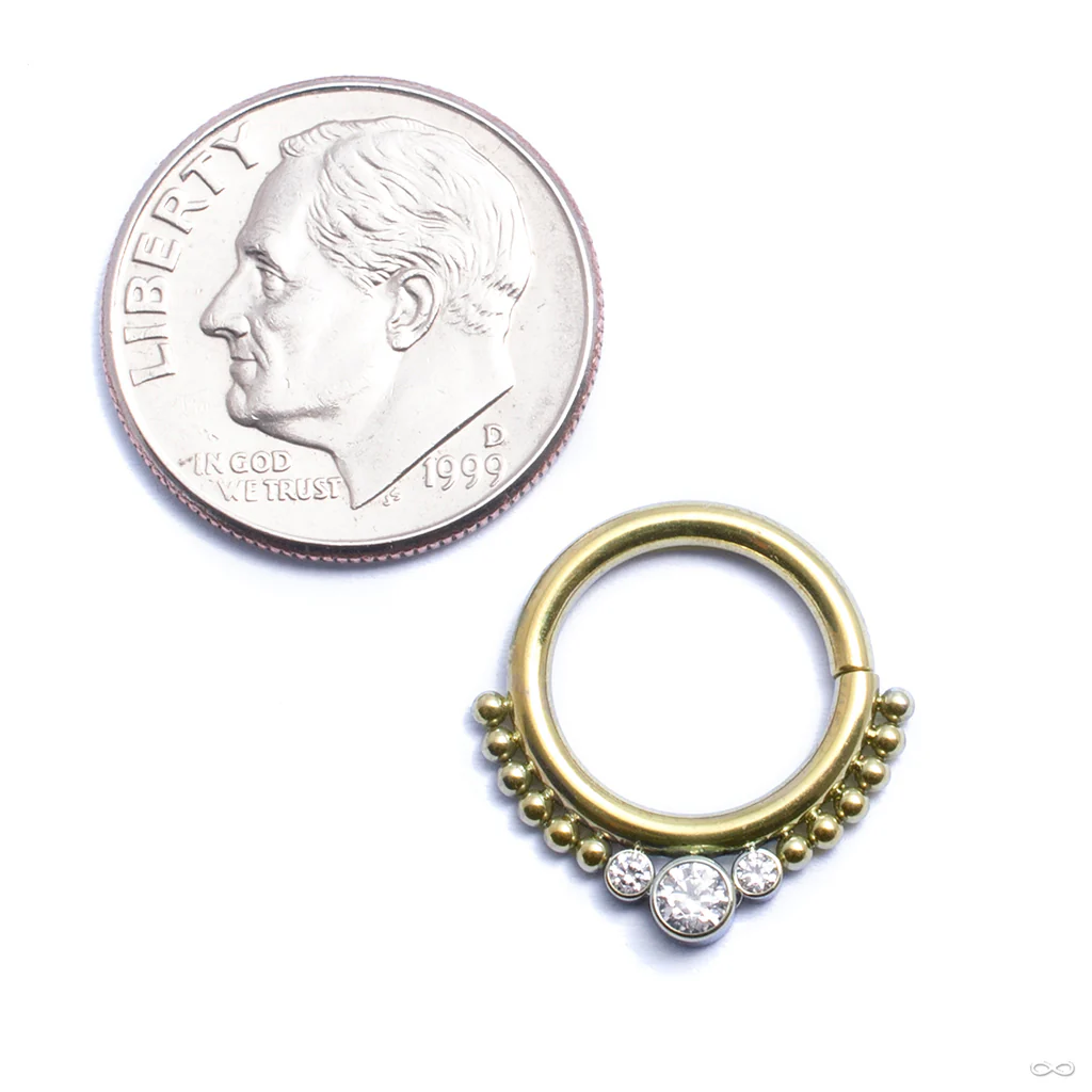 Beaded Seam Ring with 3 Stone Cluster from LeRoi - Image 4