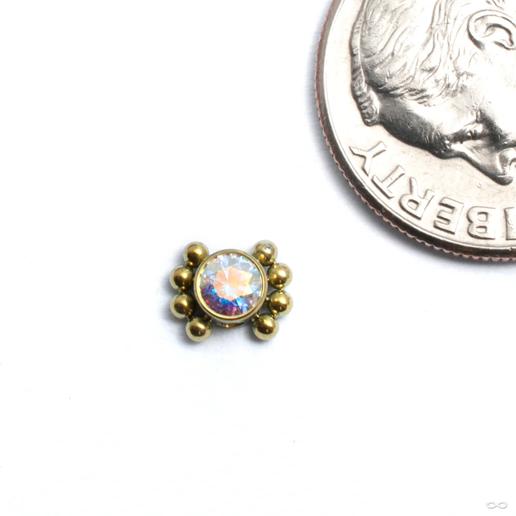 Bezel-set Captive Gem Bead with Beaded Border from LeRoi - Image 2