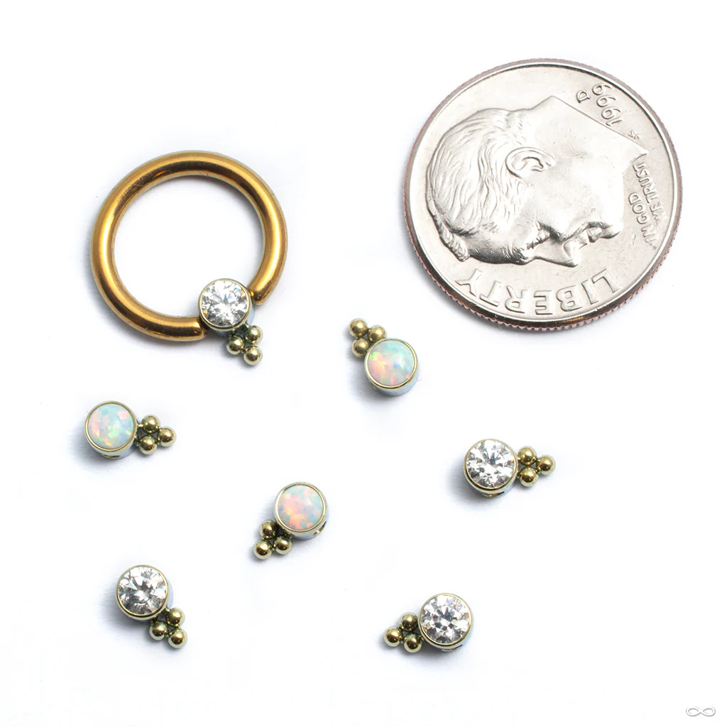 Bezel-set Captive Gem Bead with Tri Bead Cluster from LeRoi
