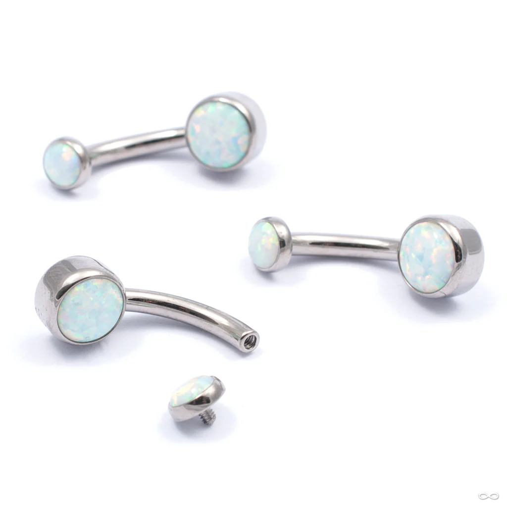 Bezel-set Faux-Pal Gem Threaded Navel Curve in Titanium from Industrial Strength - Image 3