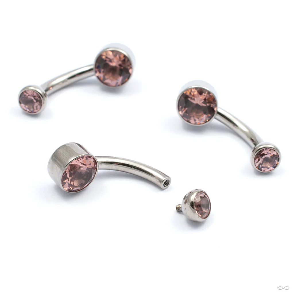 Bezel-set Gem Curved Barbell from Industrial Strength - Image 8