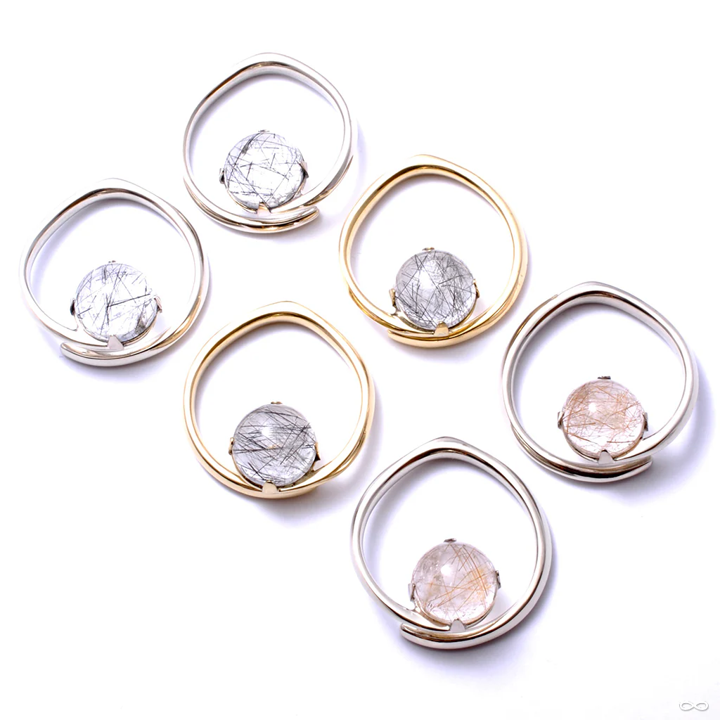 Brass Hoop Coils with Stone Cabochons from Diablo Organics