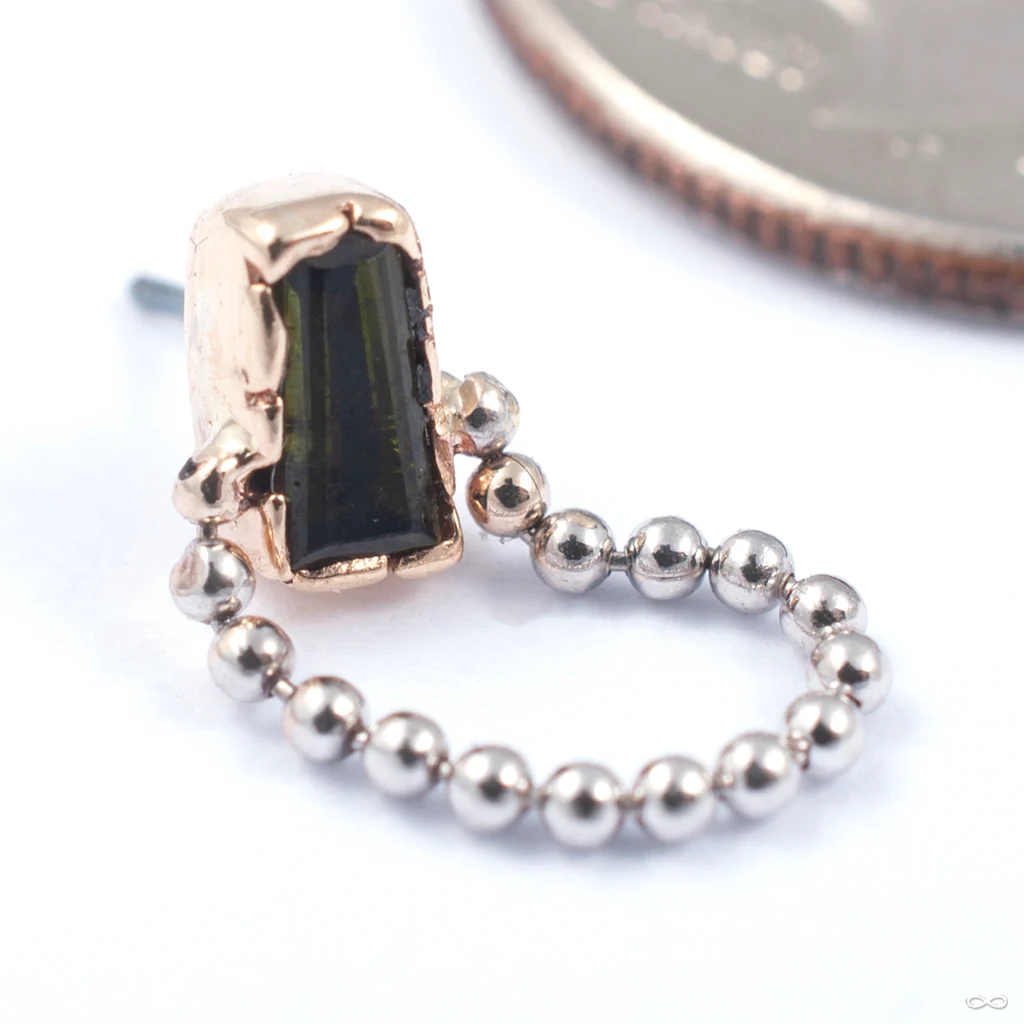 Chained Tapered Baguette Press-fit End in Gold from Sacred Symbols