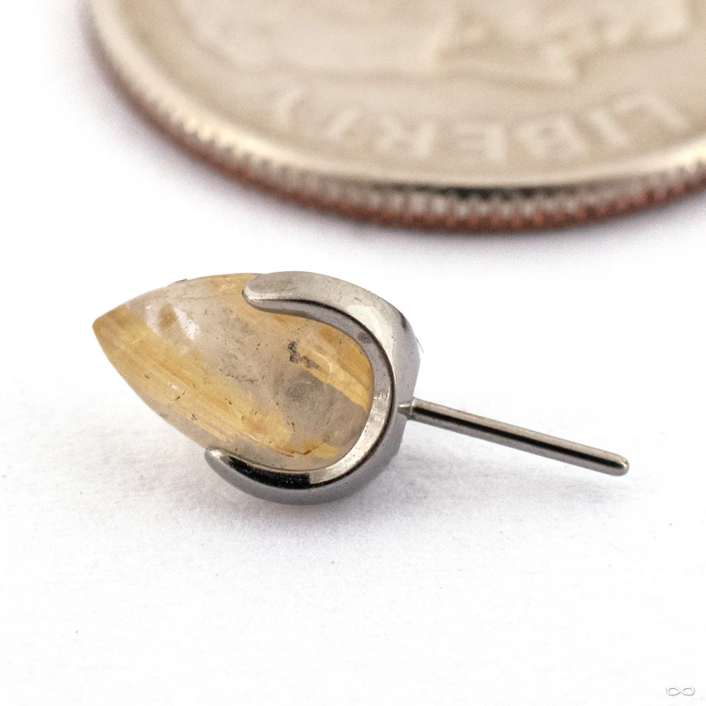 Claw-set Bullet-cut Stone Press-fit End in Titanium from People’s Jewelry - Image 3