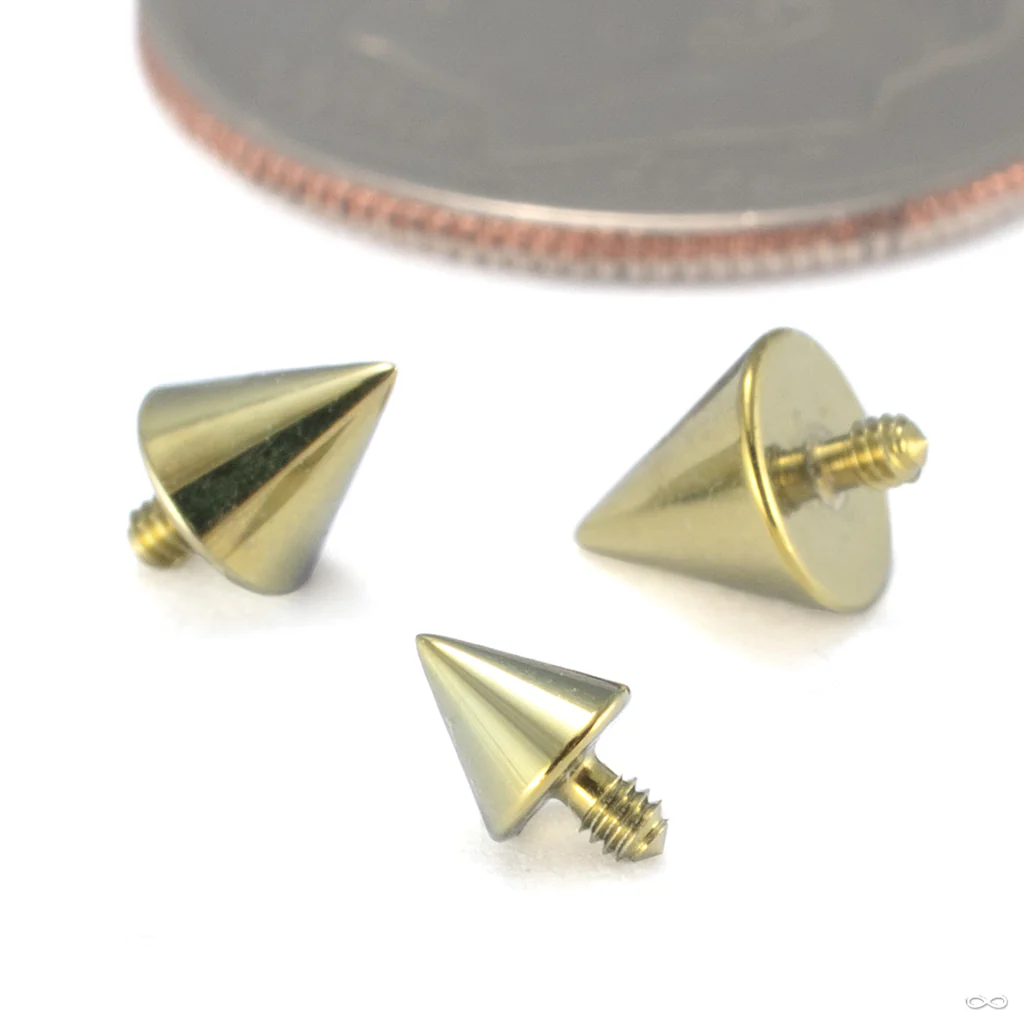 Cone Spike Threaded End in Titanium Anodized Gold from Industrial Strength