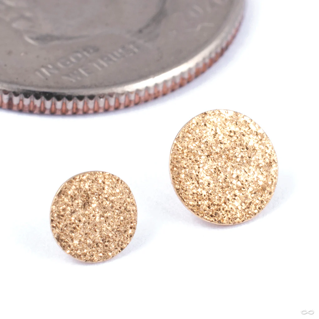 Crushed Diamond Textured Disc Threaded End in Gold from Auris Jewellery - Image 2