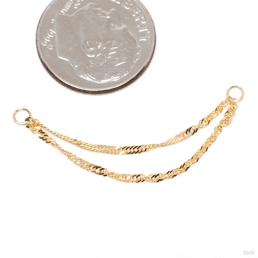 Double Diamond-cut Singapore Curb Chain in Gold from Hialeah - Image 2