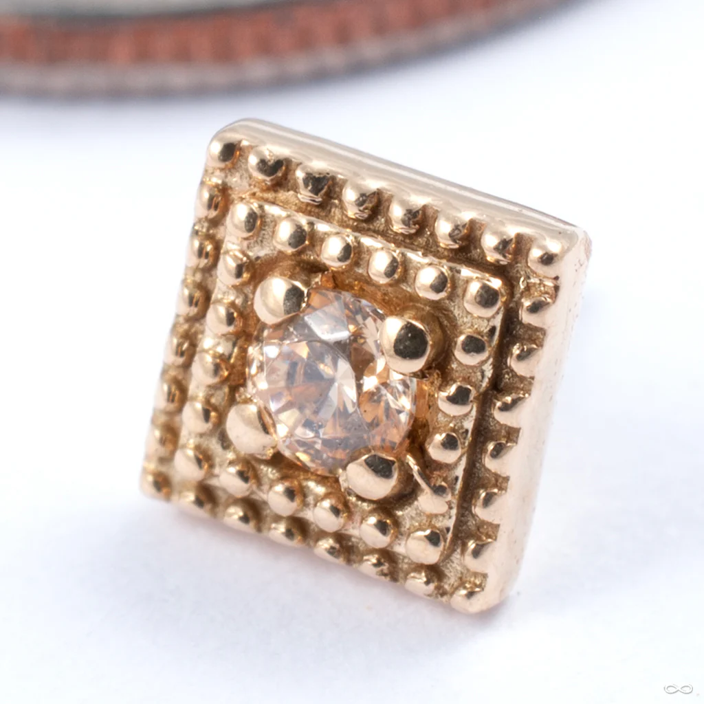 Double Millgrain Square Press-fit End in Gold from LeRoi - Image 2