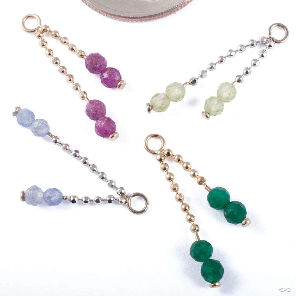 Gem Bead Duo Charm with Bead Chain in Gold from SO Fine Jewelry