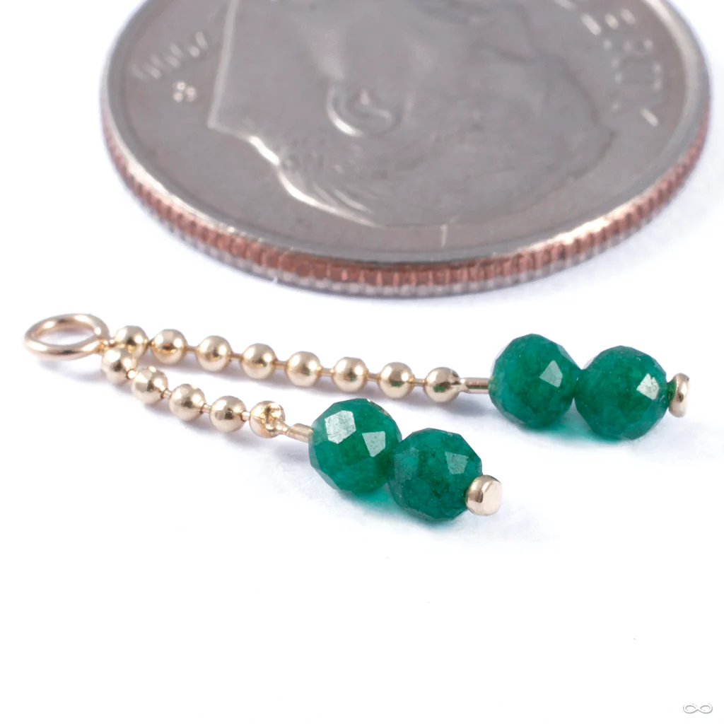 Gem Bead Duo Charm with Bead Chain in Gold from SO Fine Jewelry - Image 2