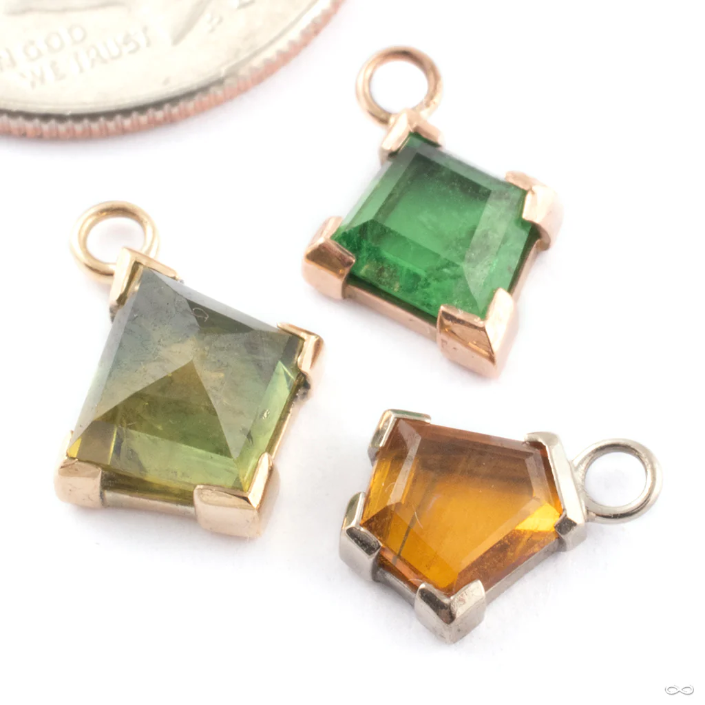 Geometric Partial Bezel Charm in Gold from Mettle and Silver