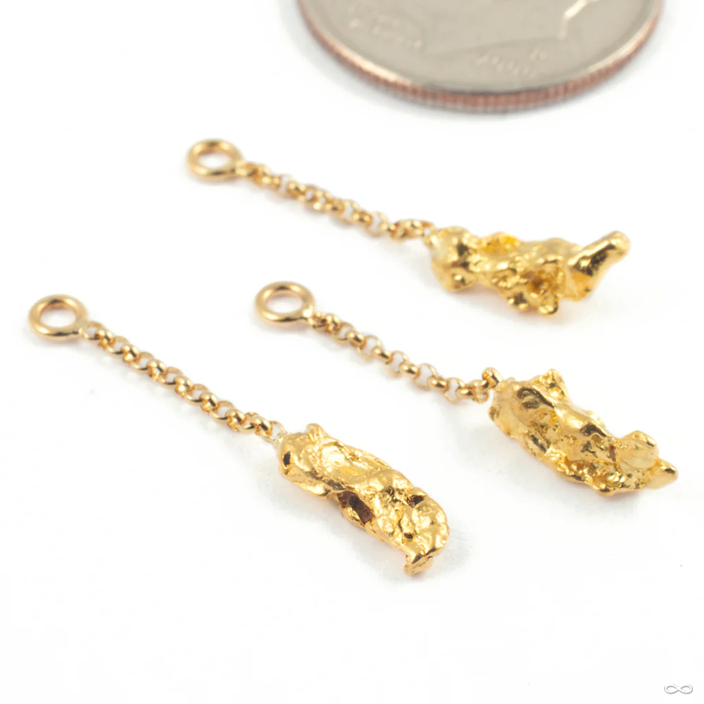 Gold Nugget Charm in Gold from Quetzalli