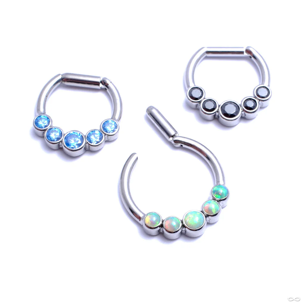 Hinged Ring with Five Bezel-set Gemstones in Titanium from Intrinsic - Image 3