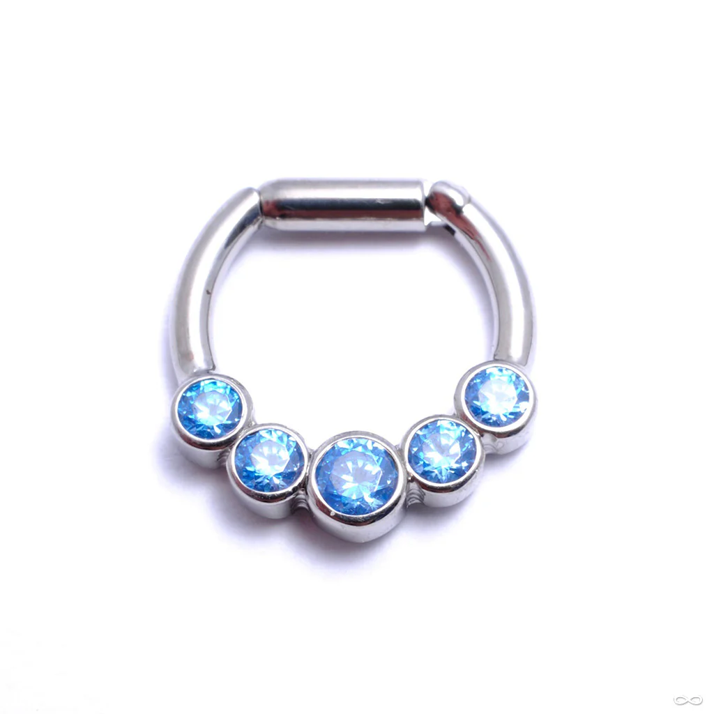 Hinged Ring with Five Bezel-set Gemstones in Titanium from Intrinsic - Image 4