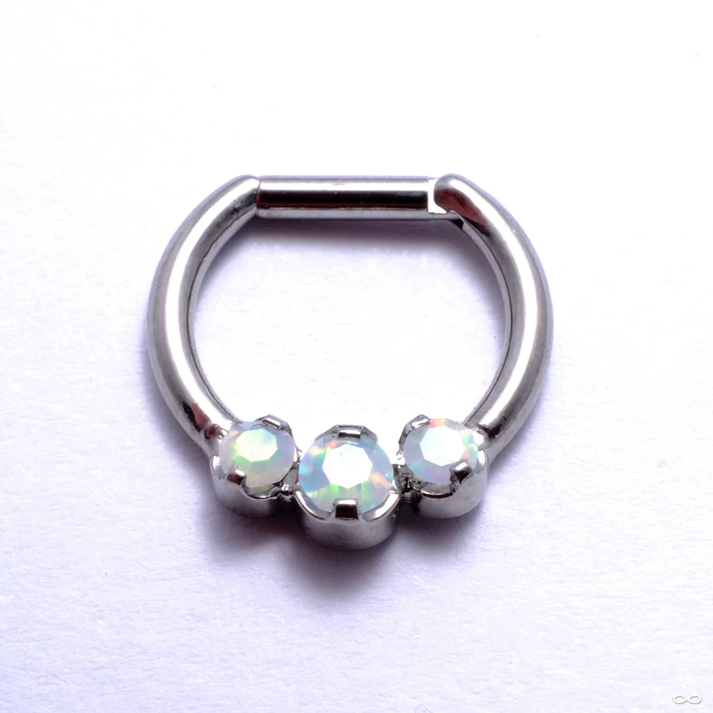 Hinged Ring with Three Prong-set Gemstones in Titanium from Intrinsic - Image 3
