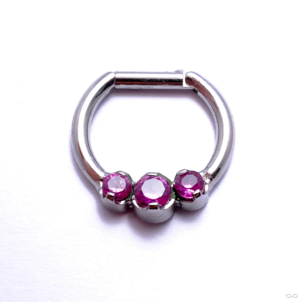 Hinged Ring with Three Prong-set Gemstones in Titanium from Intrinsic - Image 4