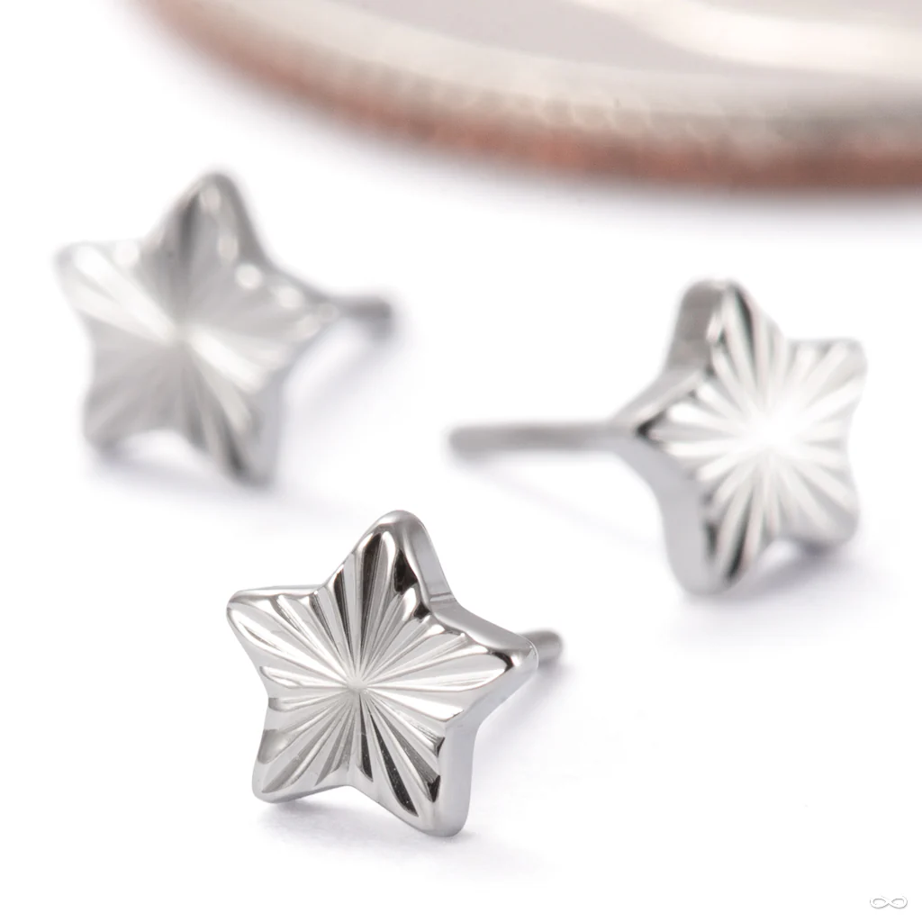 Laser Star Press-fit End in Titanium from Junipurr Jewelry
