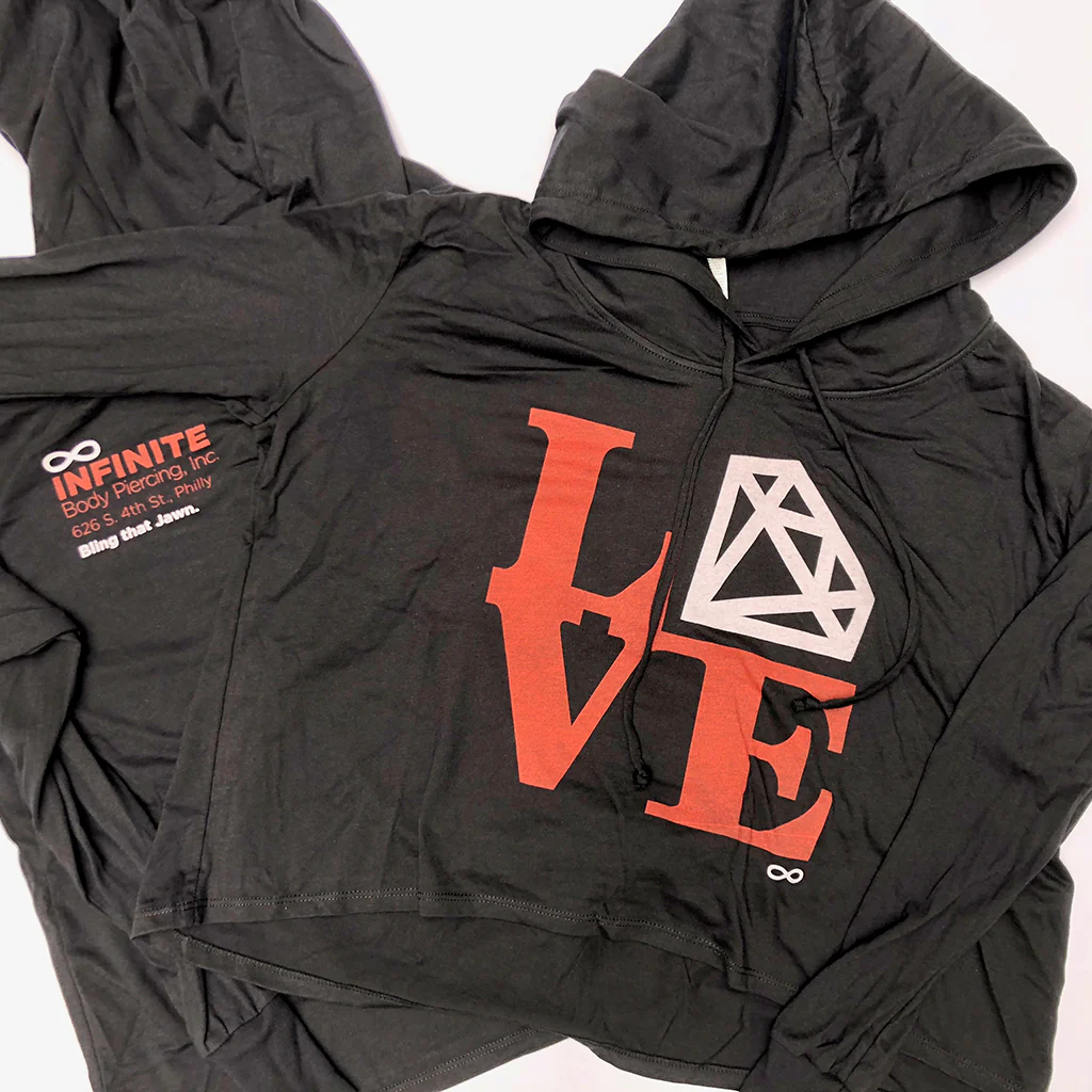LOVE/Bling Cropped Hoodie