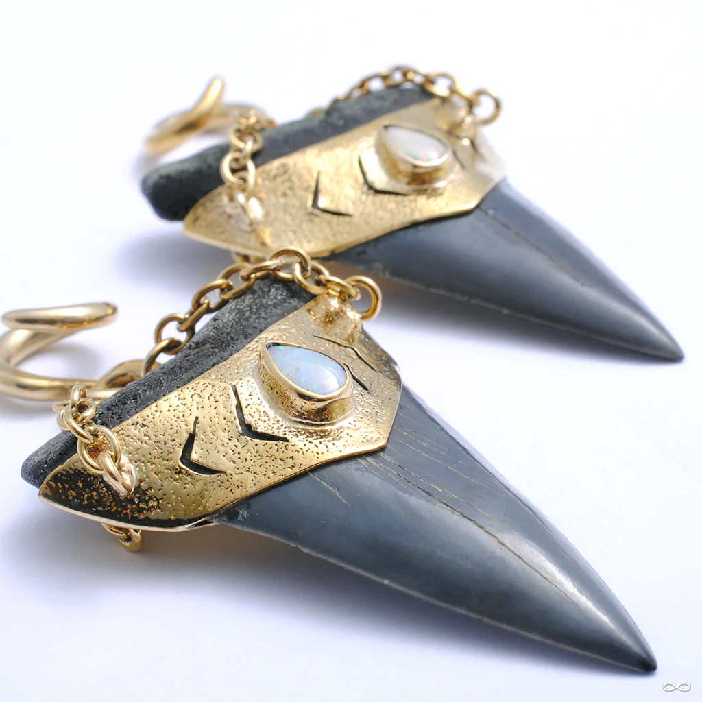 Megalodon Teeth in Brass with Opal from Diablo Organics - Image 3