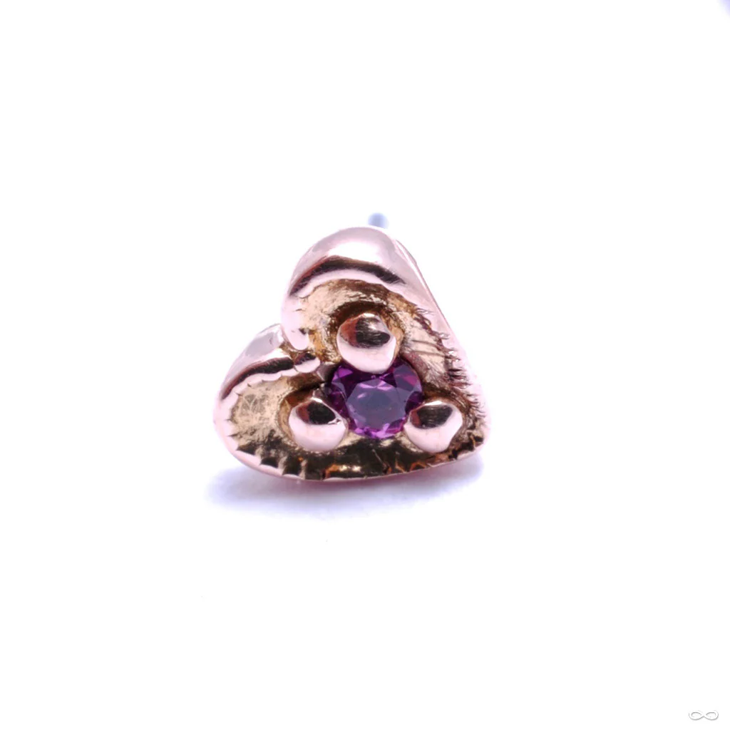 Millgrain Heart Press-fit End in Gold from LeRoi