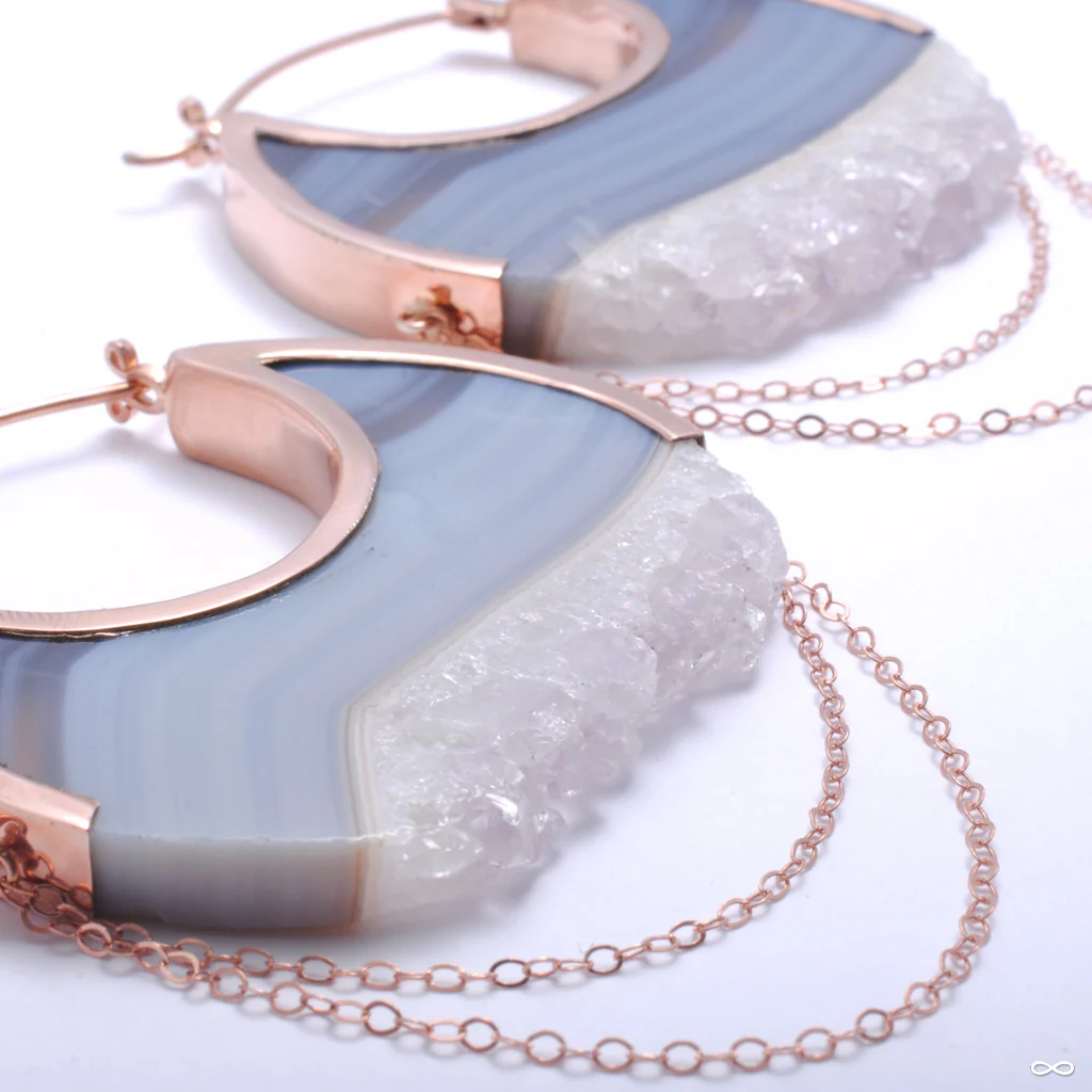 Moonstruck Earrings in Rose Gold with Banded Fluorite from Buddha Jewelry - Image 2