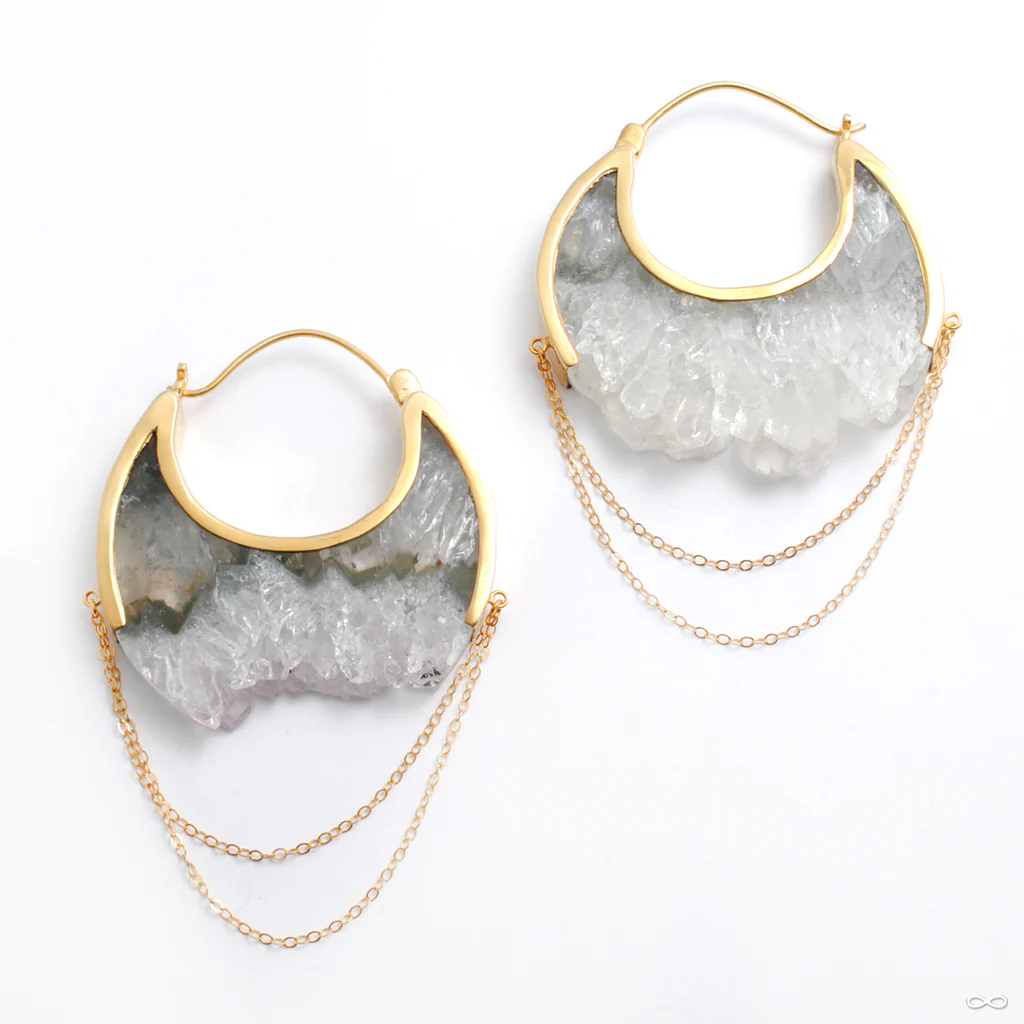 Moonstruck Earrings in Yellow Gold with Fluorite from Buddha Jewelry