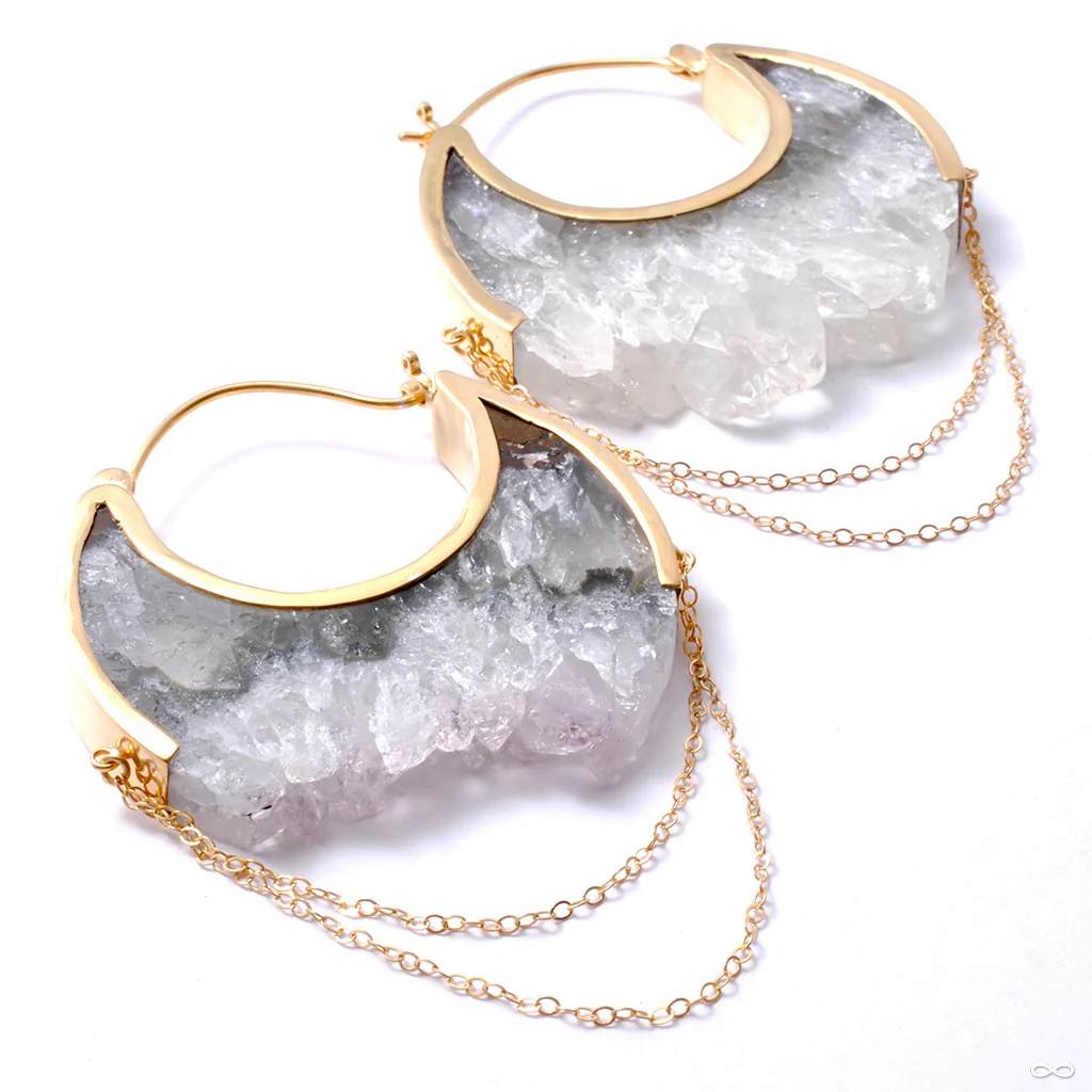 Moonstruck Earrings in Yellow Gold with Fluorite from Buddha Jewelry - Image 2