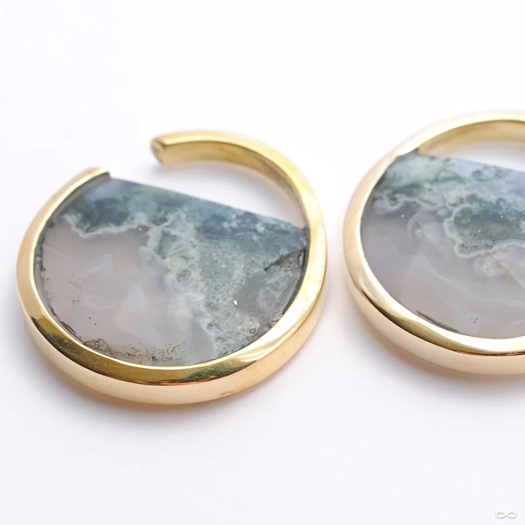 Muse Hoops in Brass with Moss Agate from Buddha Jewelry - Image 2