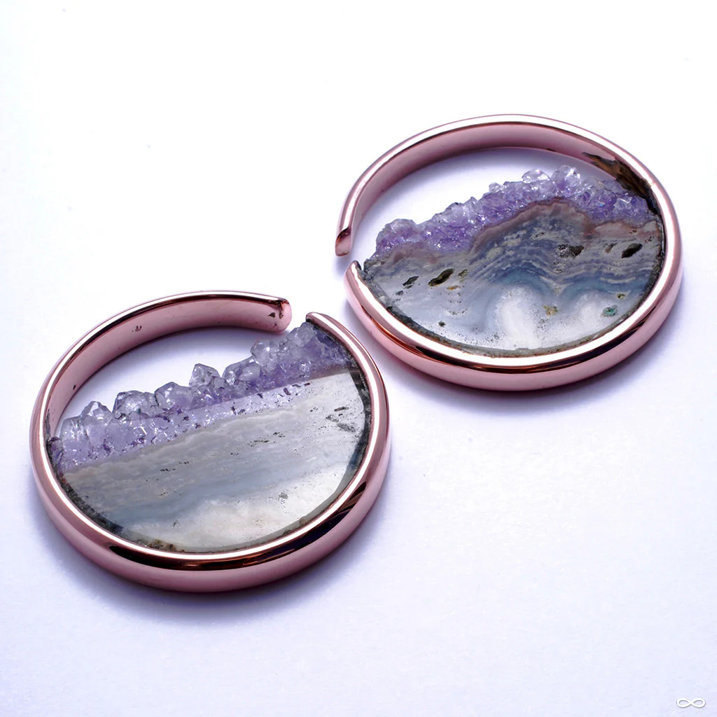 Large Muse Hoops in Rose Gold with Amethyst from Buddha Jewelry - Image 2