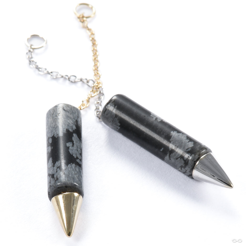 Natural Obsidian Spike Charm in Gold from Hialeah