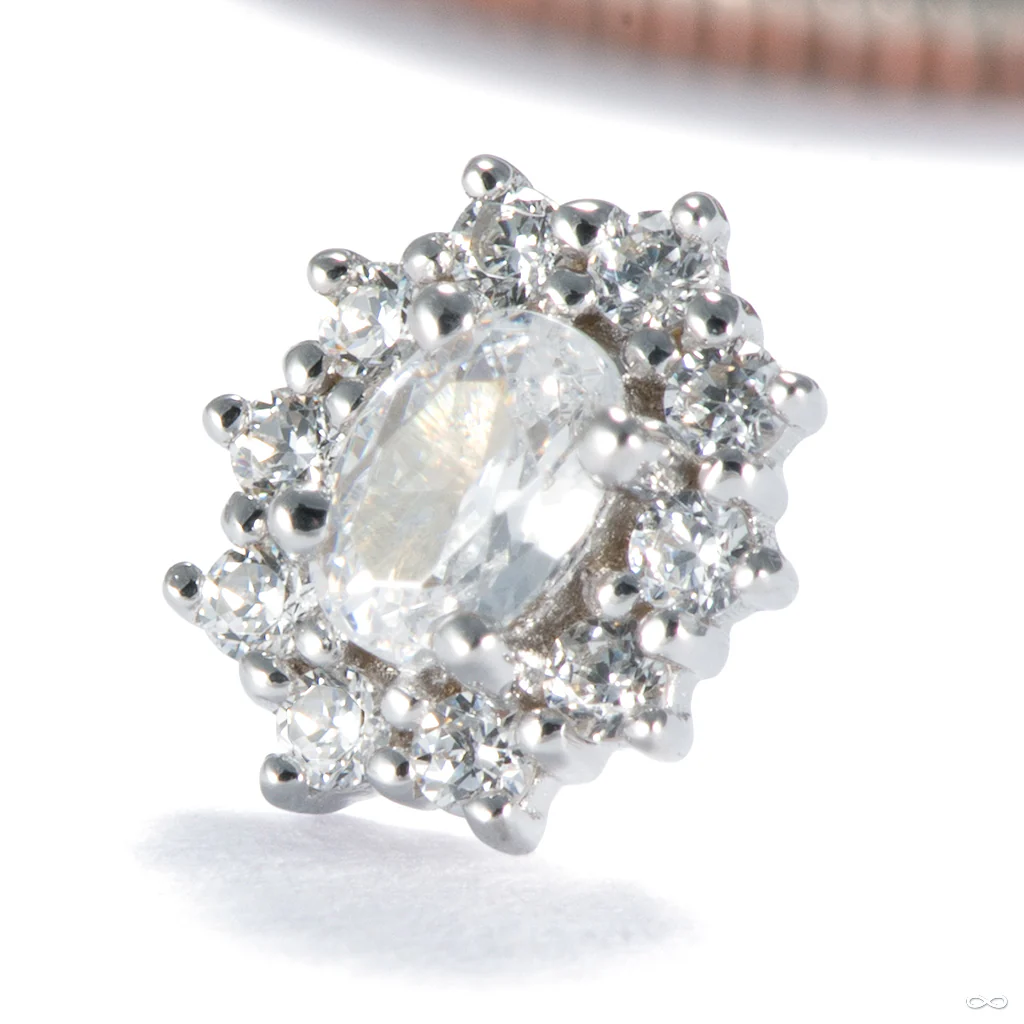 Oval Halo Press-fit End in Gold from Ember Body Jewelry - Image 2