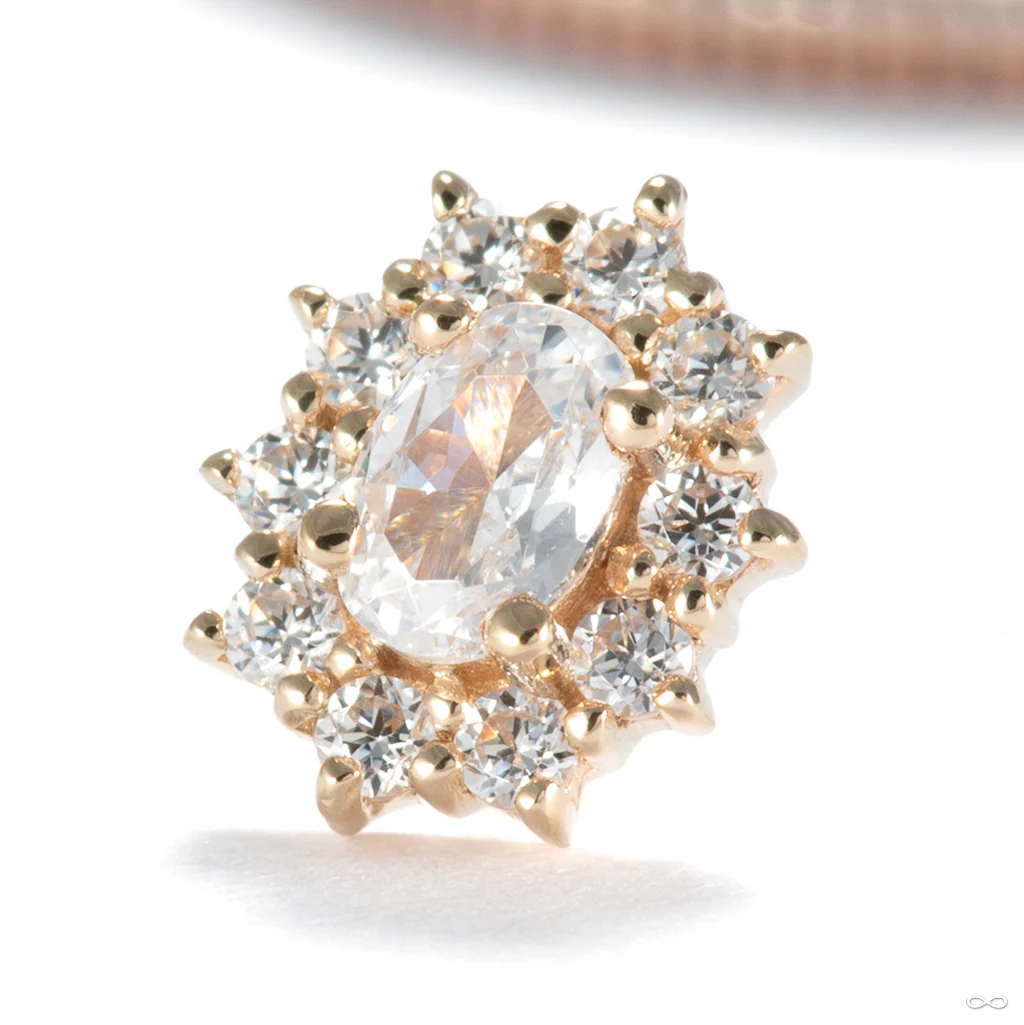 Oval Halo Press-fit End in Gold from Ember Body Jewelry - Image 3