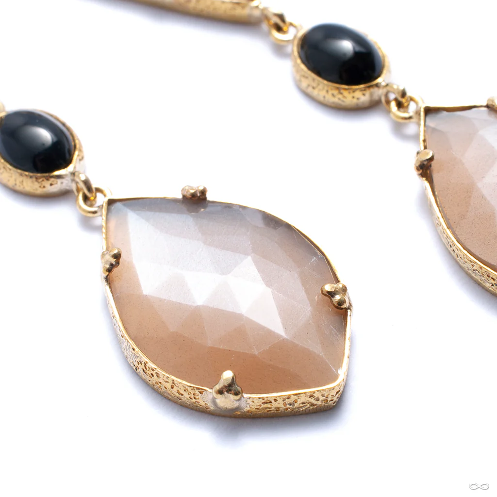Peach Moonstone & Obsidian Dangles from Diablo Organics - Image 3