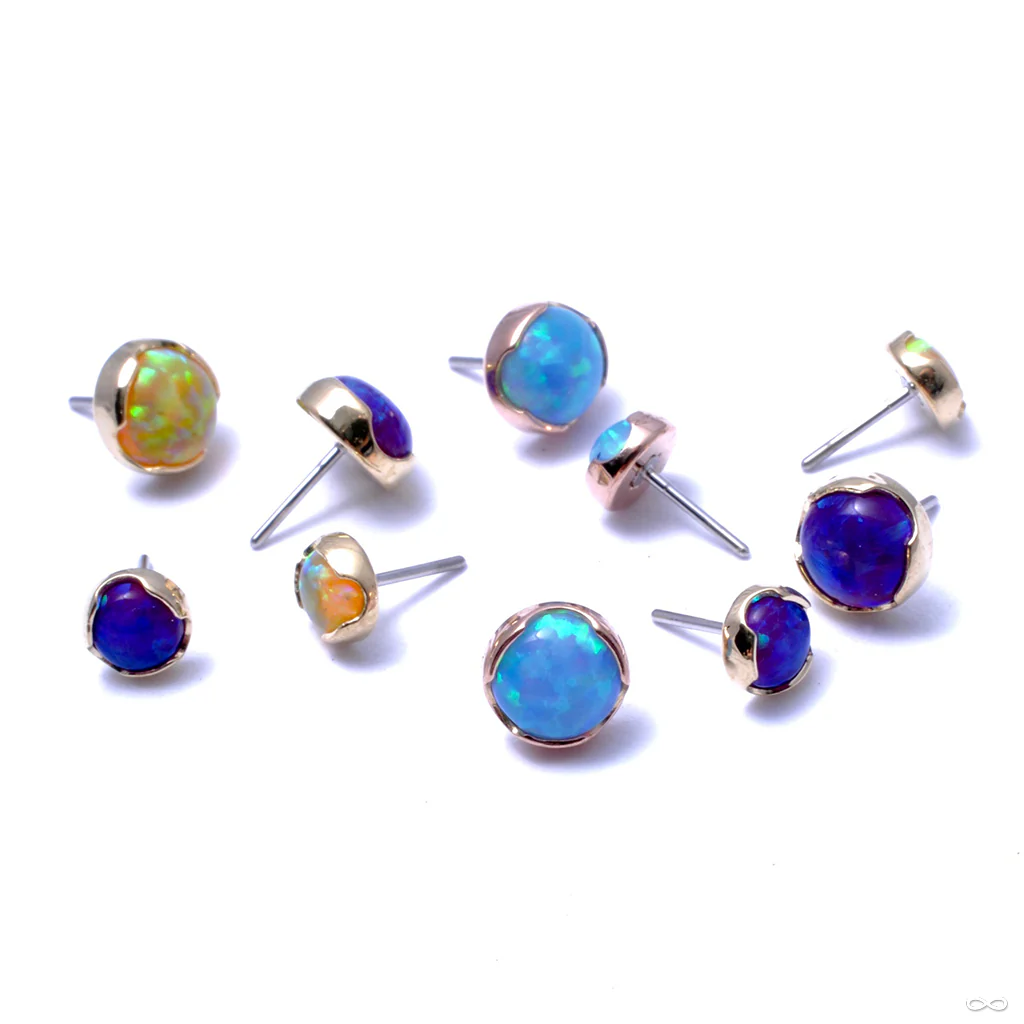 Prong-set Cabochon Press-fit End in Gold from Anatometal