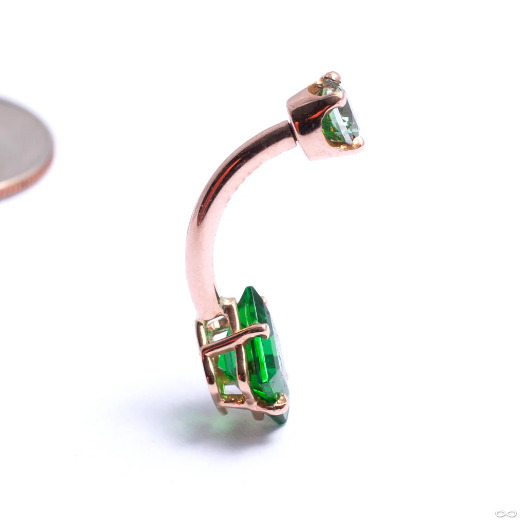 Prong-set Princess-cut Threaded Navel Curve in Gold from LeRoi - Image 4