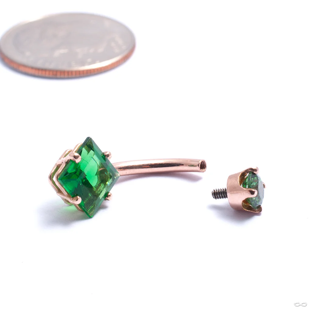 Prong-set Princess-cut Threaded Navel Curve in Gold from LeRoi - Image 5
