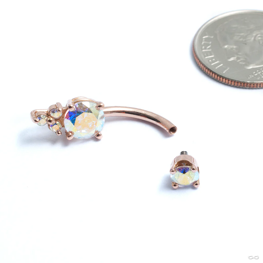 Prong-set Triple Melee Threaded Navel Curve in Gold from LeRoi - Image 10