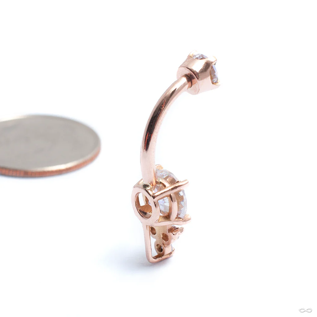 Prong-set Triple Melee Threaded Navel Curve in Gold from LeRoi - Image 11