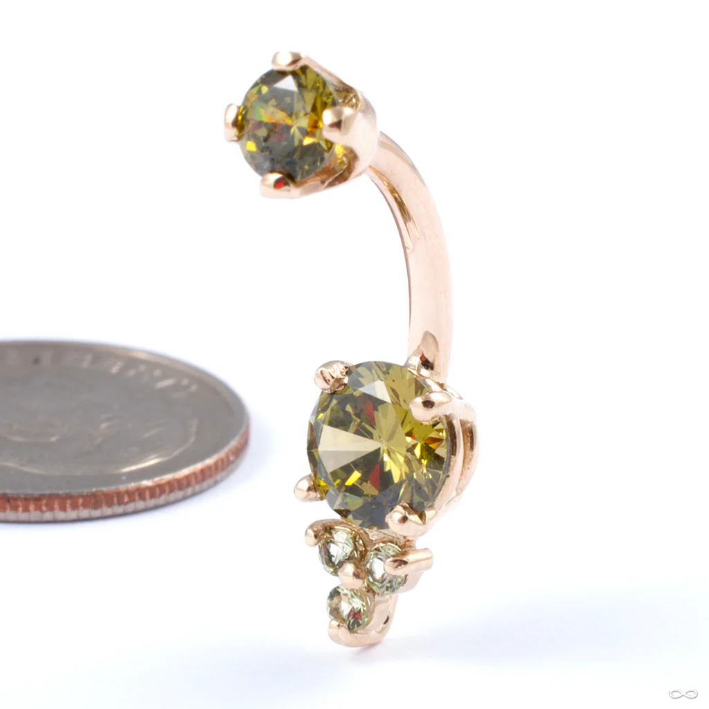 Prong-set Triple Melee Threaded Navel Curve in Gold from LeRoi - Image 12