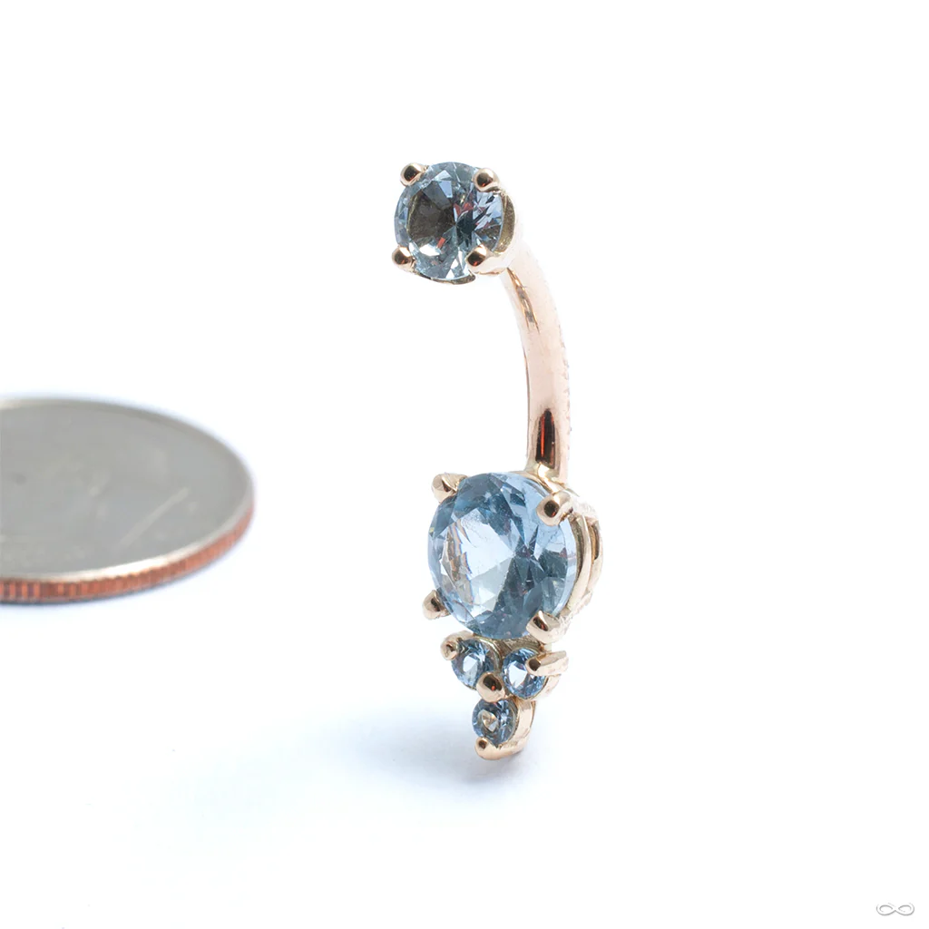 Prong-set Triple Melee Threaded Navel Curve in Gold from LeRoi - Image 2
