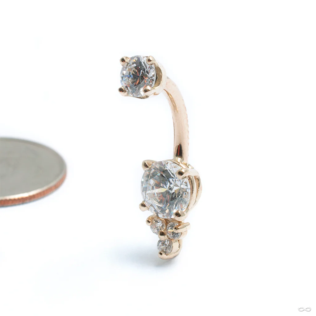 Prong-set Triple Melee Threaded Navel Curve in Gold from LeRoi - Image 3