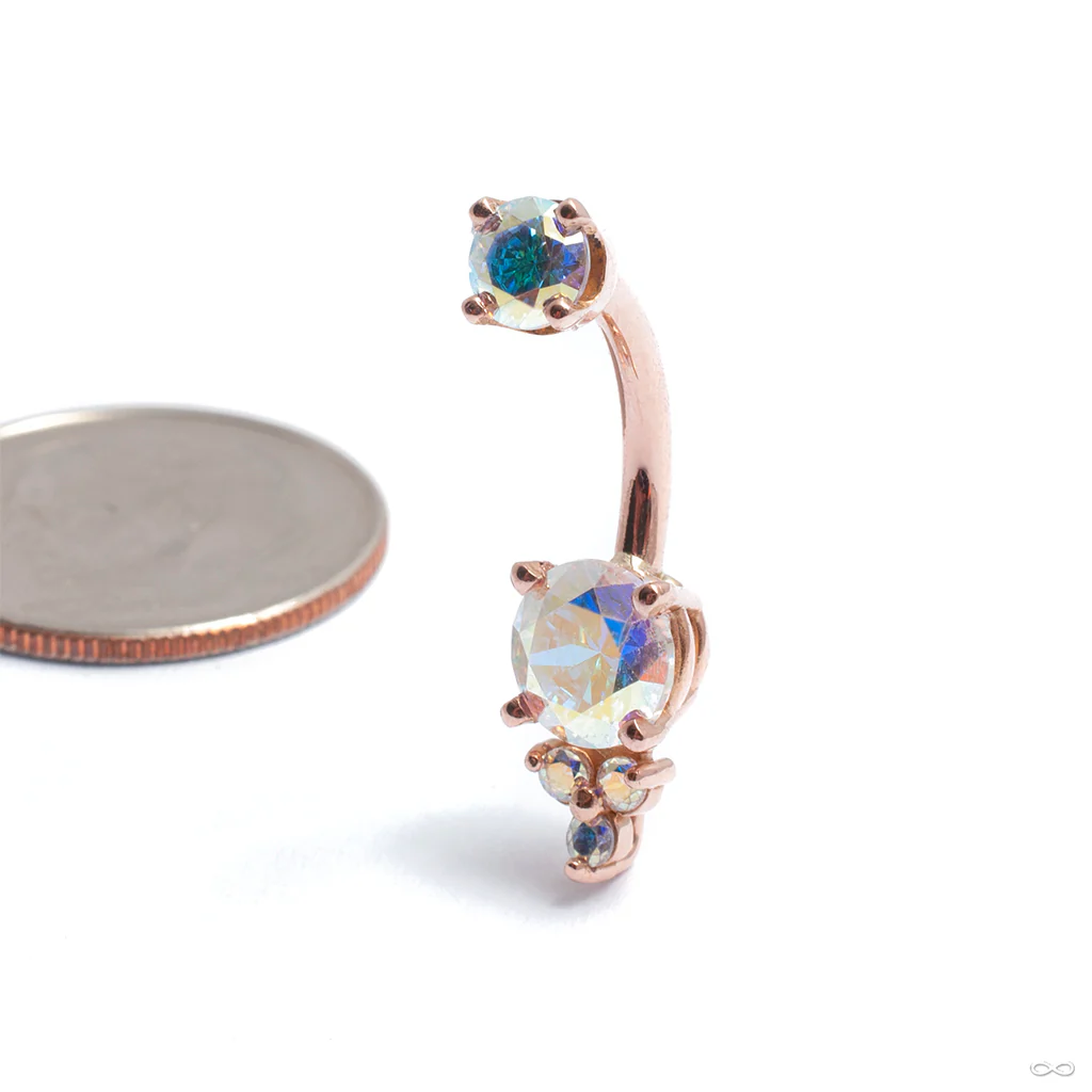 Prong-set Triple Melee Threaded Navel Curve in Gold from LeRoi - Image 4