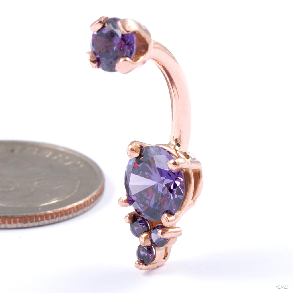 Prong-set Triple Melee Threaded Navel Curve in Gold from LeRoi - Image 5