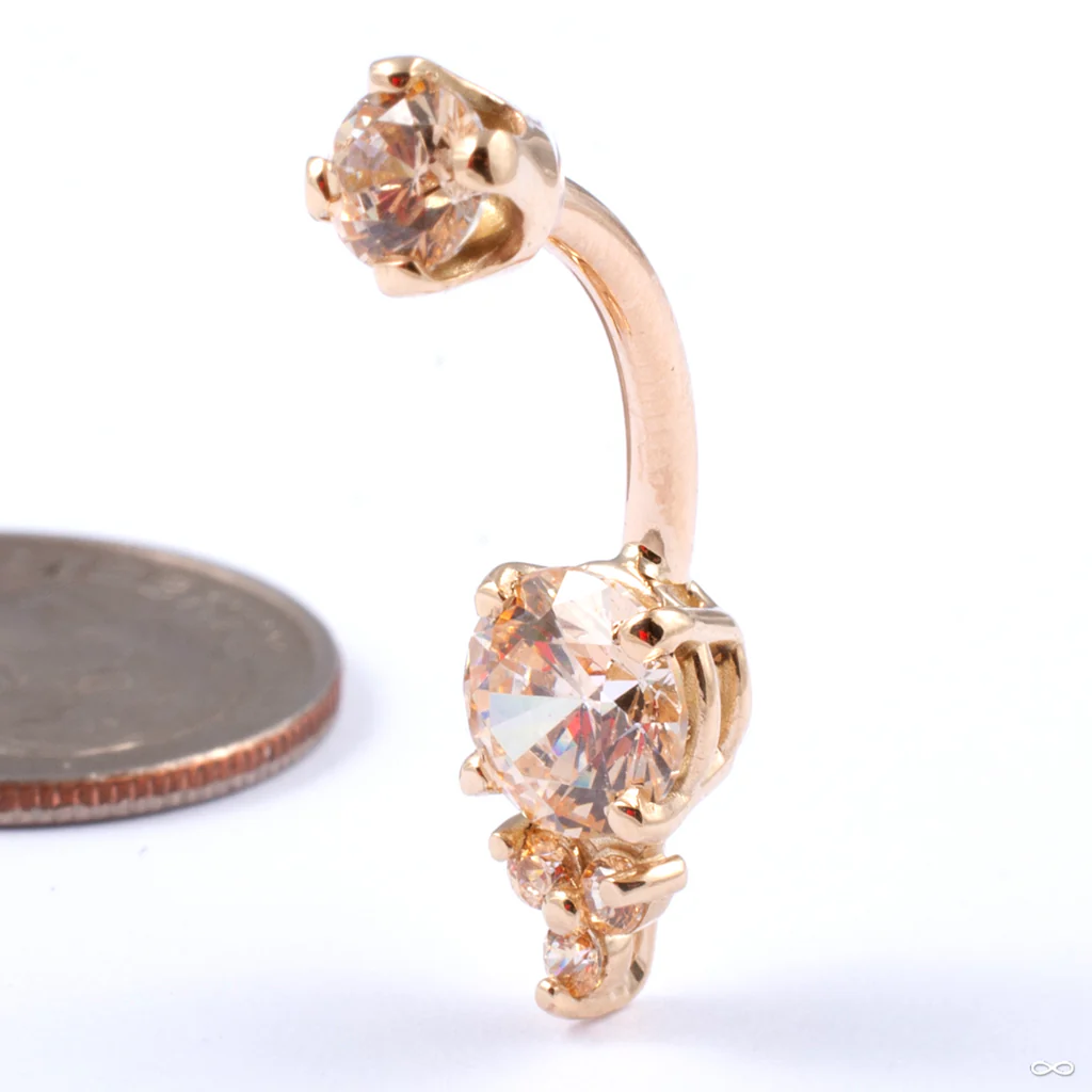 Prong-set Triple Melee Threaded Navel Curve in Gold from LeRoi - Image 6