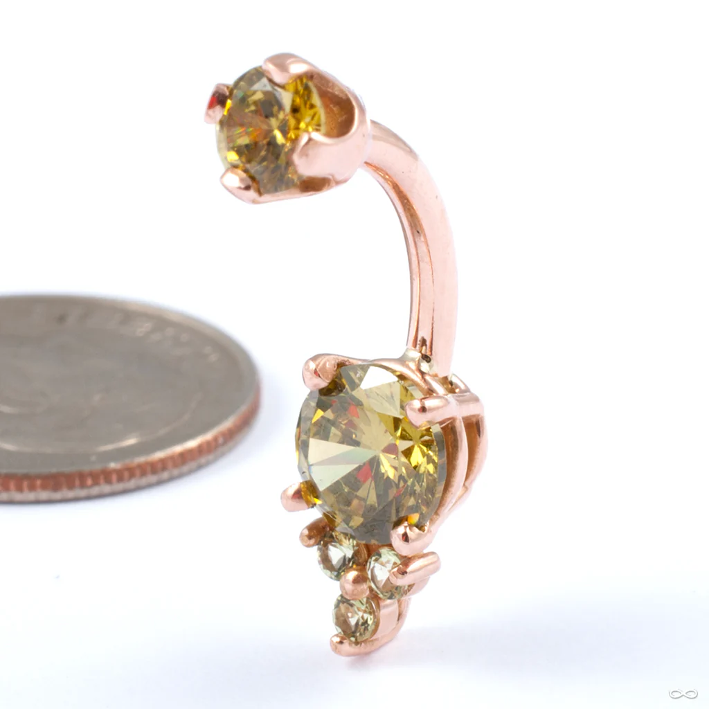 Prong-set Triple Melee Threaded Navel Curve in Gold from LeRoi - Image 7
